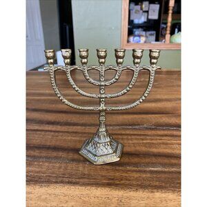 Small Jewish Menorah Brass/Bronze Hanukkah Candlestick